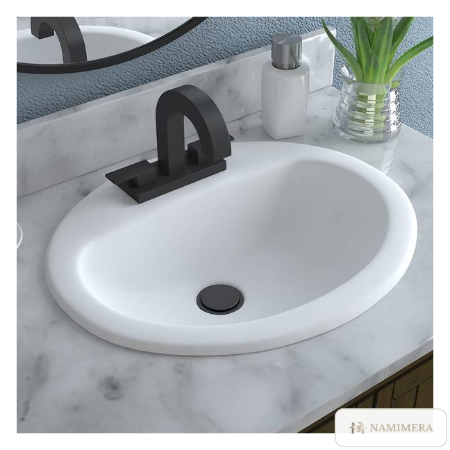Namimera 20 in. Drop-In Oval Vitreous China Bathroom Sink, White - product view