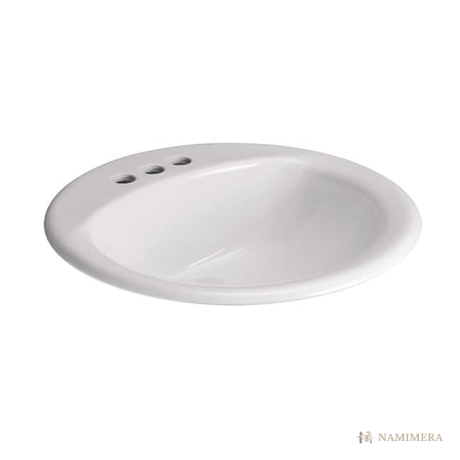 Namimera 19 in. Drop-In Round Vitreous China Bathroom Sink, White - product view