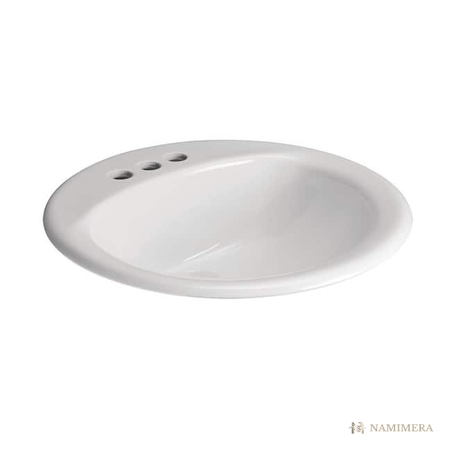 Namimera 19 in. Drop-In Round Vitreous China Bathroom Sink, White - product view
