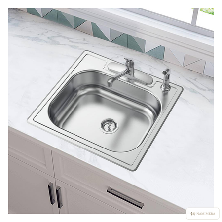 Namimera 25 in. Drop-In Single Bowl 22-Gauge Stainless Steel Kitchen Sink - product view
