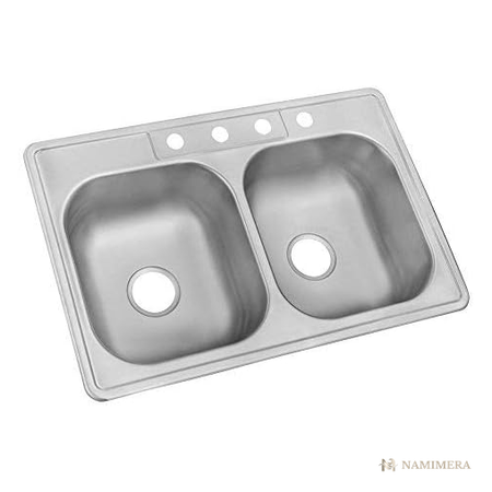 Namimera 33 in. Drop-In 50-50 Double Bowl 20-Gauge Stainless Steel Kitchen Sink - alternate view