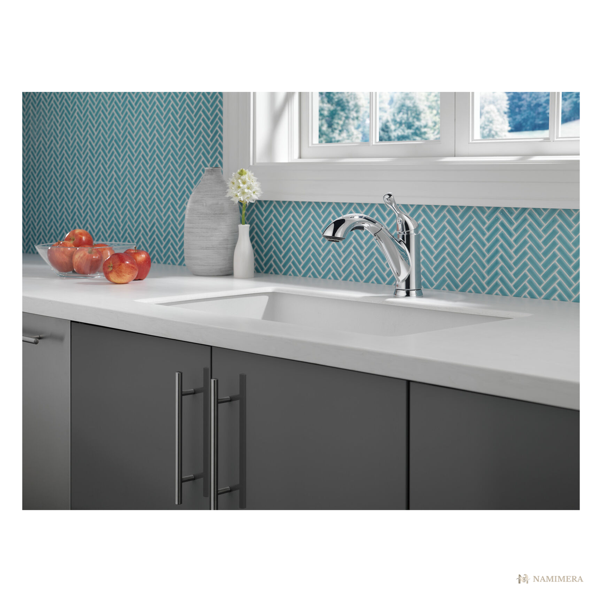Namimera Single-Handle Pull-Out Kitchen Faucet with Deck Plate, 1.8 GPM, Chrome - alternate view