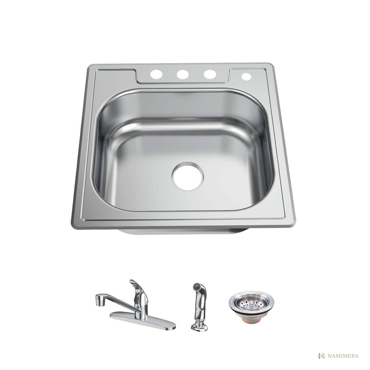 Namimera 25 in. Drop-In Single Bowl 22-Gauge Stainless Steel Kitchen Sink - alternate view