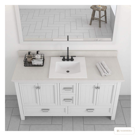 Namimera 21 in. Drop-In Rectangular Vitreous China Bathroom Sink, White - installed view