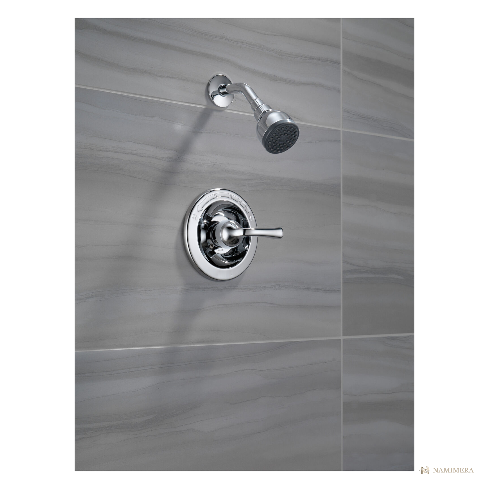 Namimera Single-Handle 1-Spray Shower Faucet with Pressure Balance Valve, 1.75 GPM, Chrome - installed view