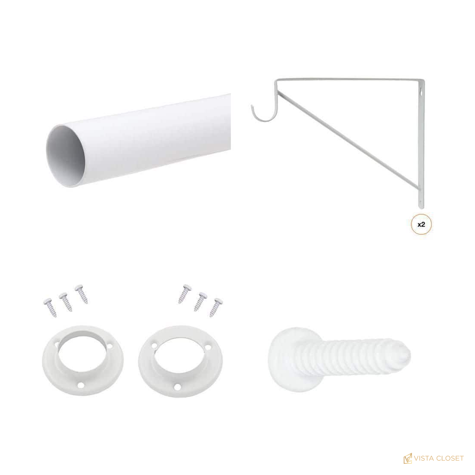 Vista Closet 48 in. to 72 in. Adjustable Steel Closet Rod - construction detail