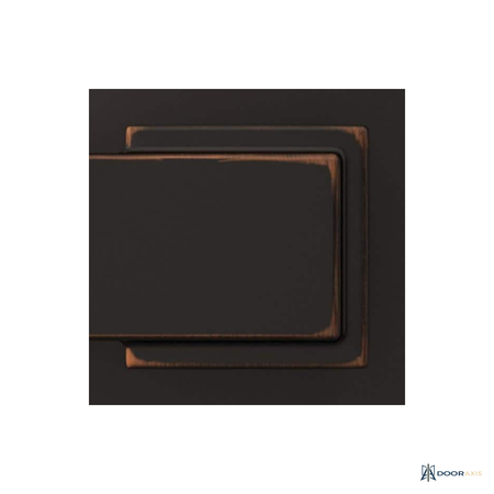 Door Axis Aged Bronze Single Cylinder Entry Handleset with Glass Interior Knob - panel and glazing detail