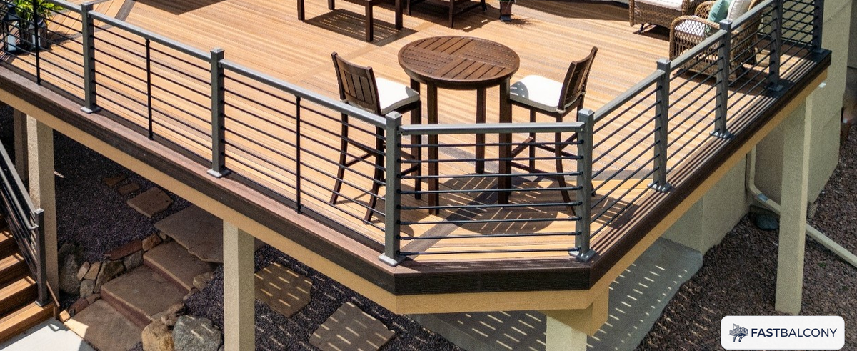 Fast Balcony Horizontal Bar Balcony Railing System - frame and rail detail