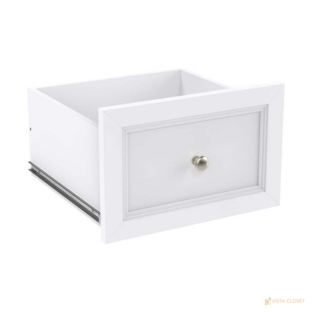Vista Closet 23.5 in. W x 10 in. H White Wood Closet Drawer with Knob - construction detail