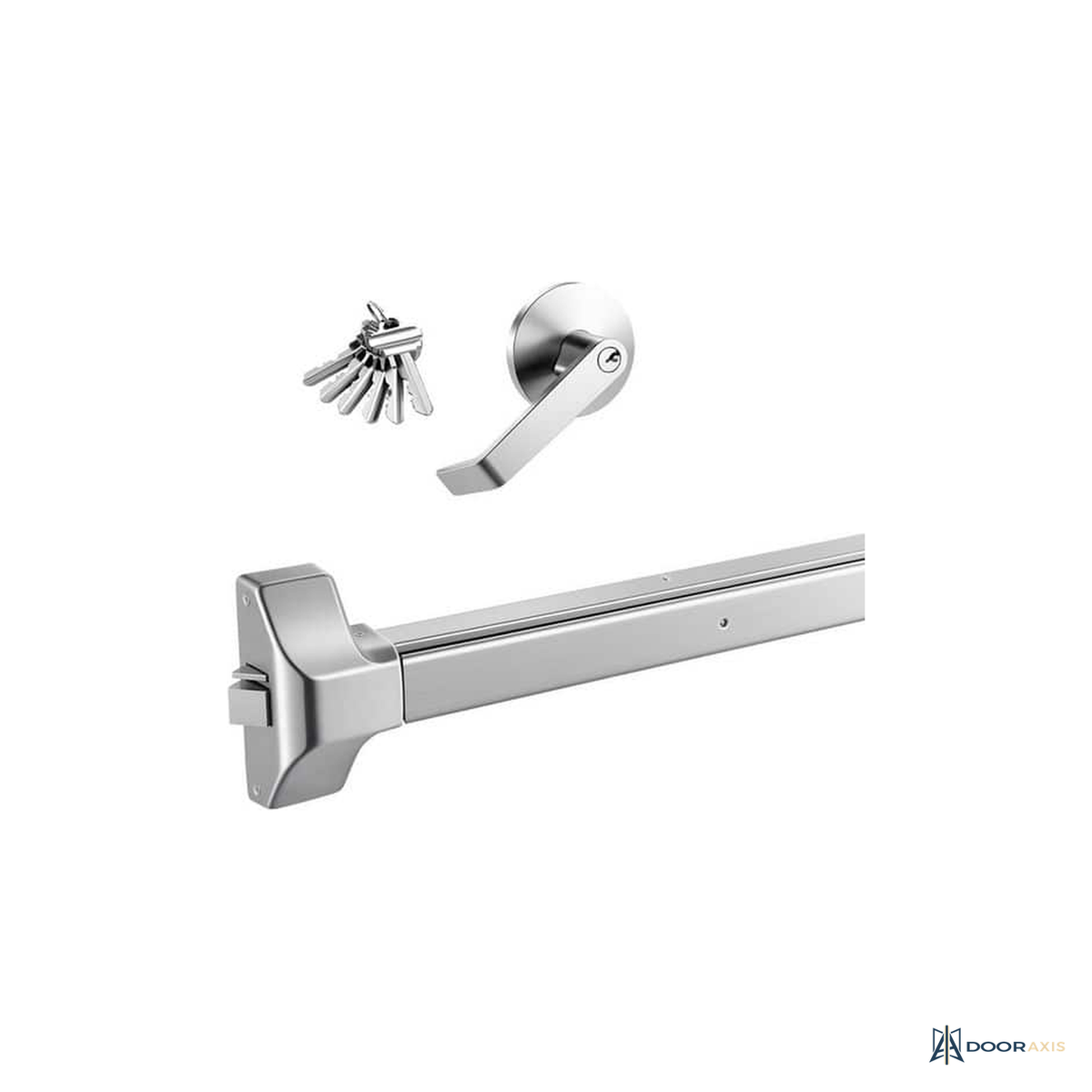 Door Axis 41 in Push Bar Panic Exit Device with Exterior Lever, Stainless Steel - panel and glazing detail