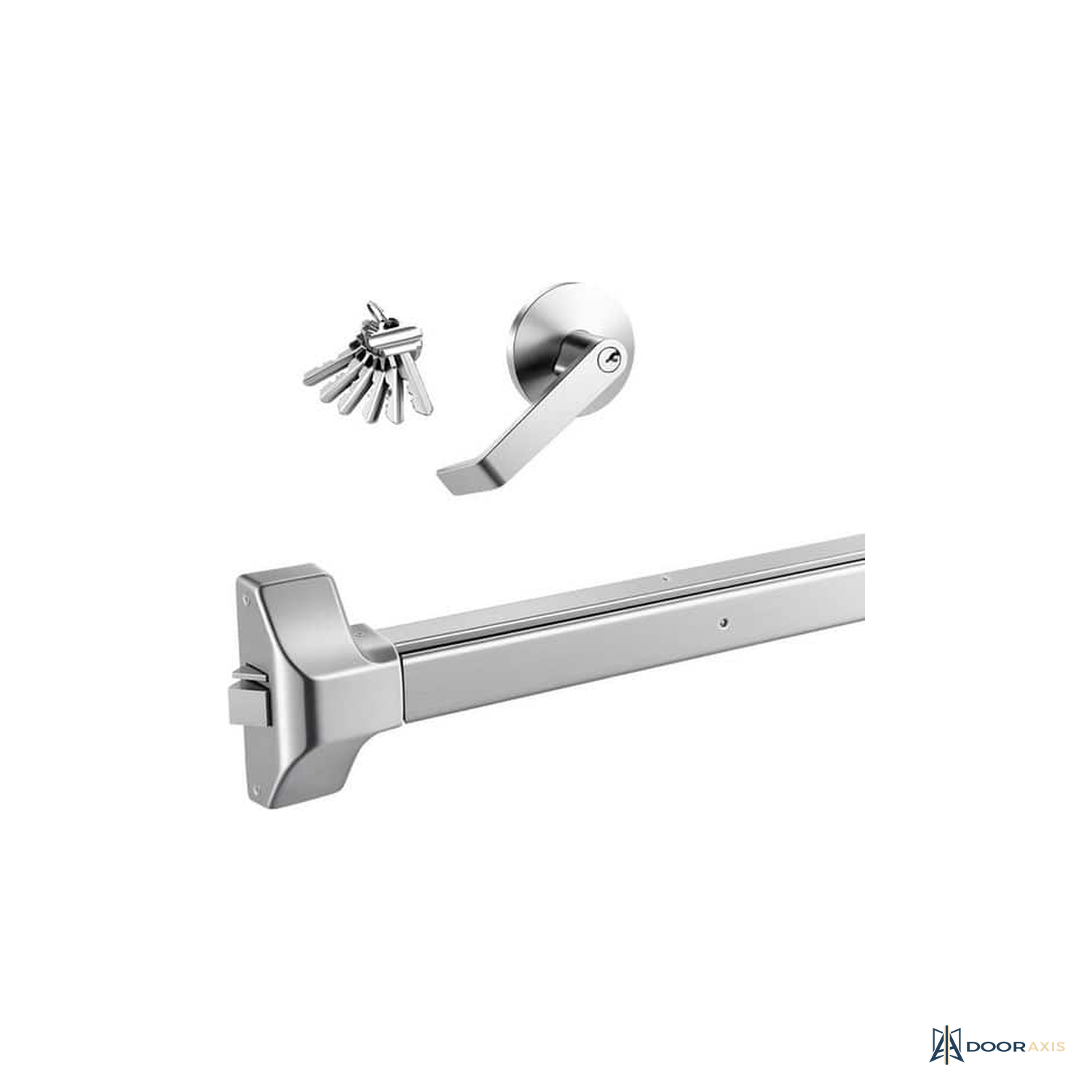 Door Axis 41 in Push Bar Panic Exit Device with Exterior Lever, Stainless Steel - panel and glazing detail