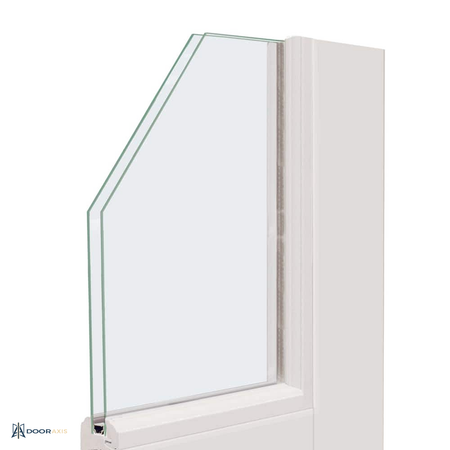Door Axis 72 in x 80 in White Composite Sliding Patio Door, Low-E Argon Glass - panel and glazing detail