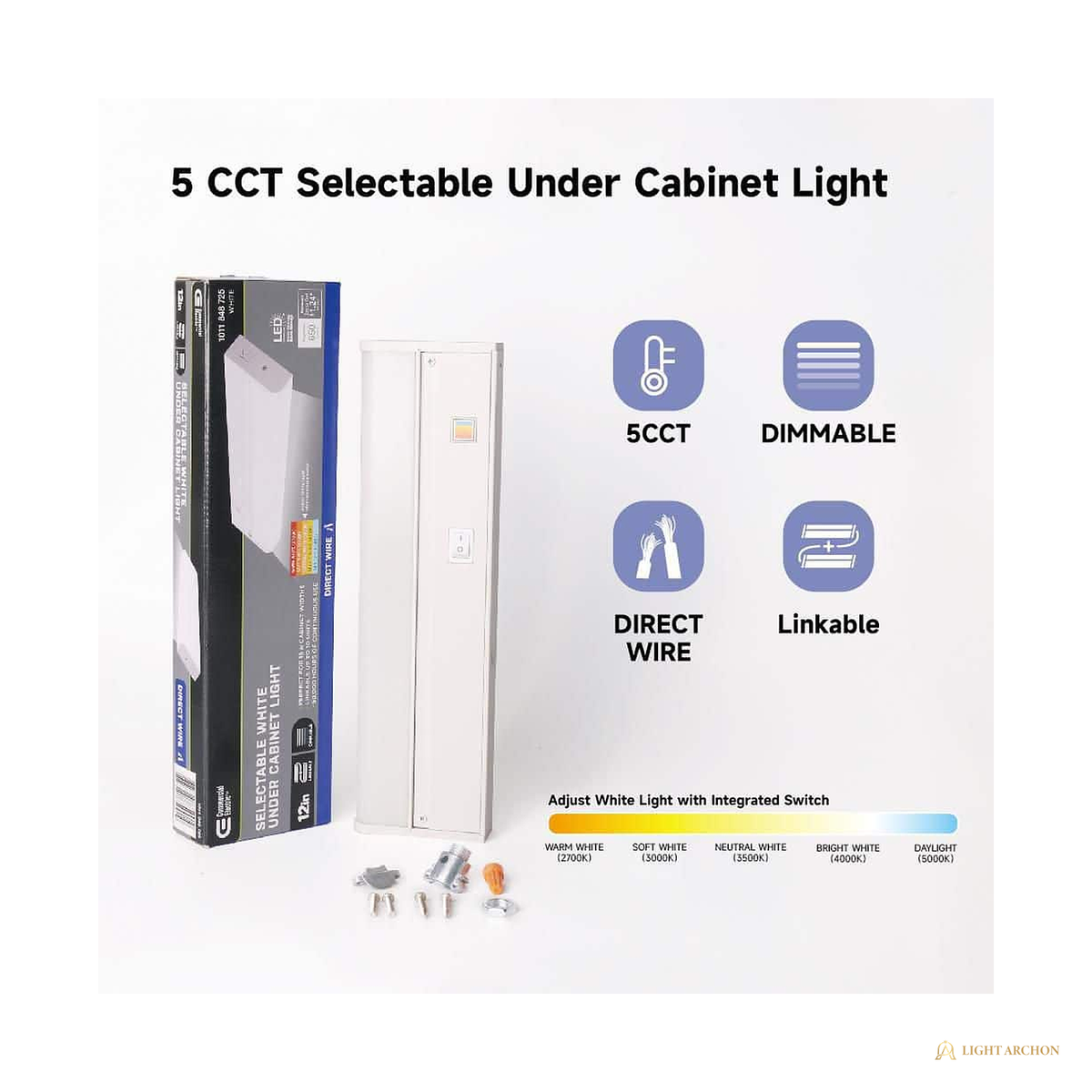 Light Archon Linea Direct Wire LED Under Cabinet Light, Selectable CCT, Linkable - construction detail