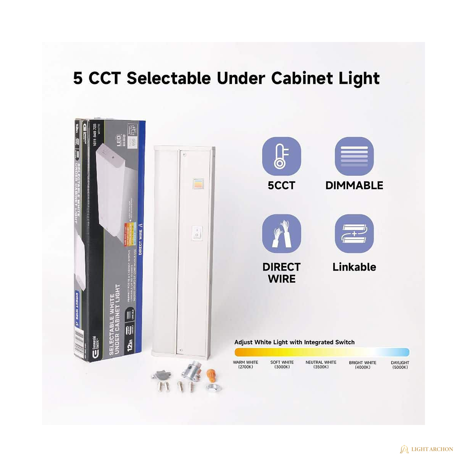 Light Archon Linea Direct Wire LED Under Cabinet Light, Selectable CCT, Linkable - construction detail