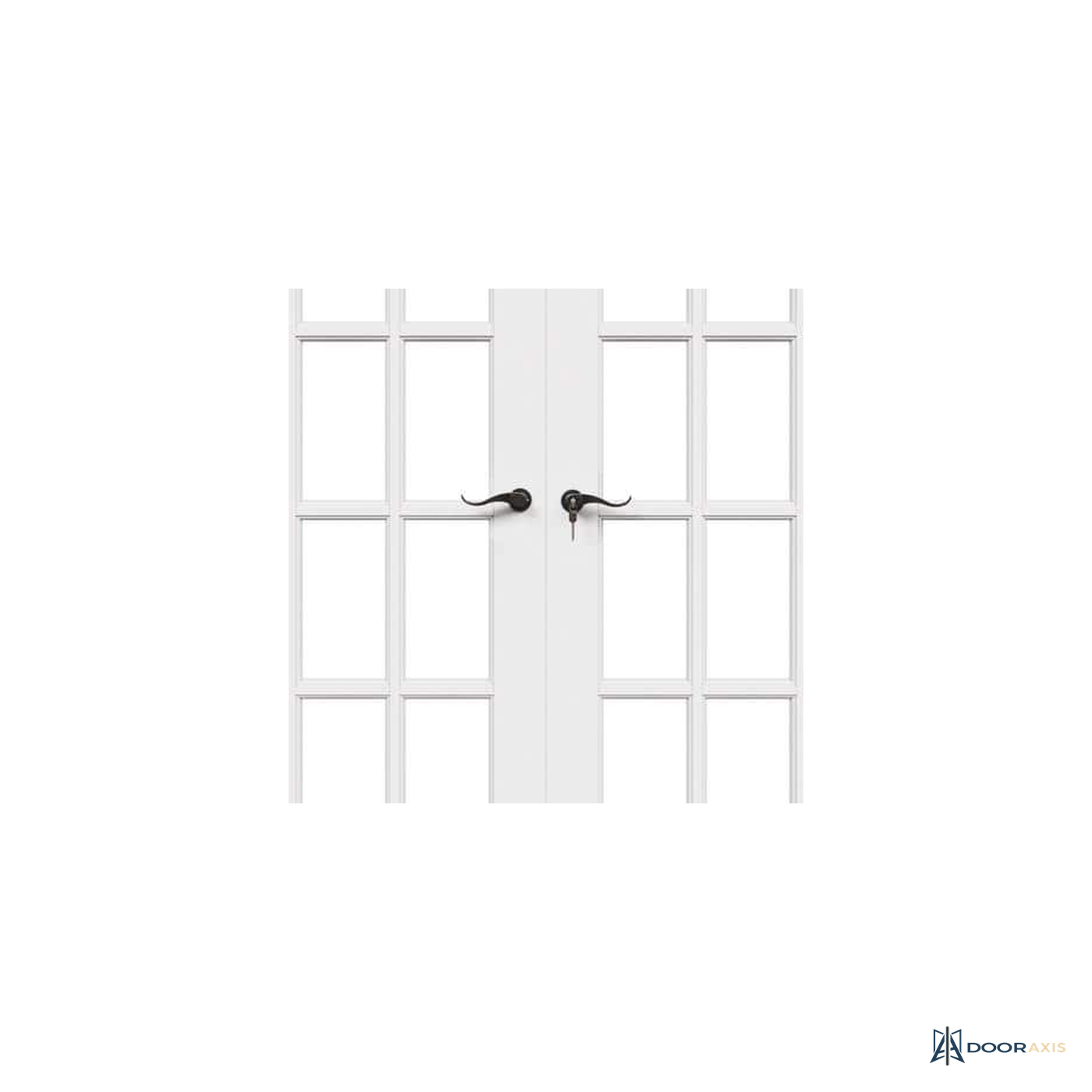 Door Axis 60 in x 80 in 15-Lite Clear Tempered Glass Solid Core Double Prehung Interior French Door - panel and glazing detail