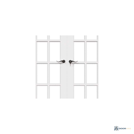 Door Axis 60 in x 80 in 15-Lite Clear Tempered Glass Solid Core Double Prehung Interior French Door - panel and glazing detail