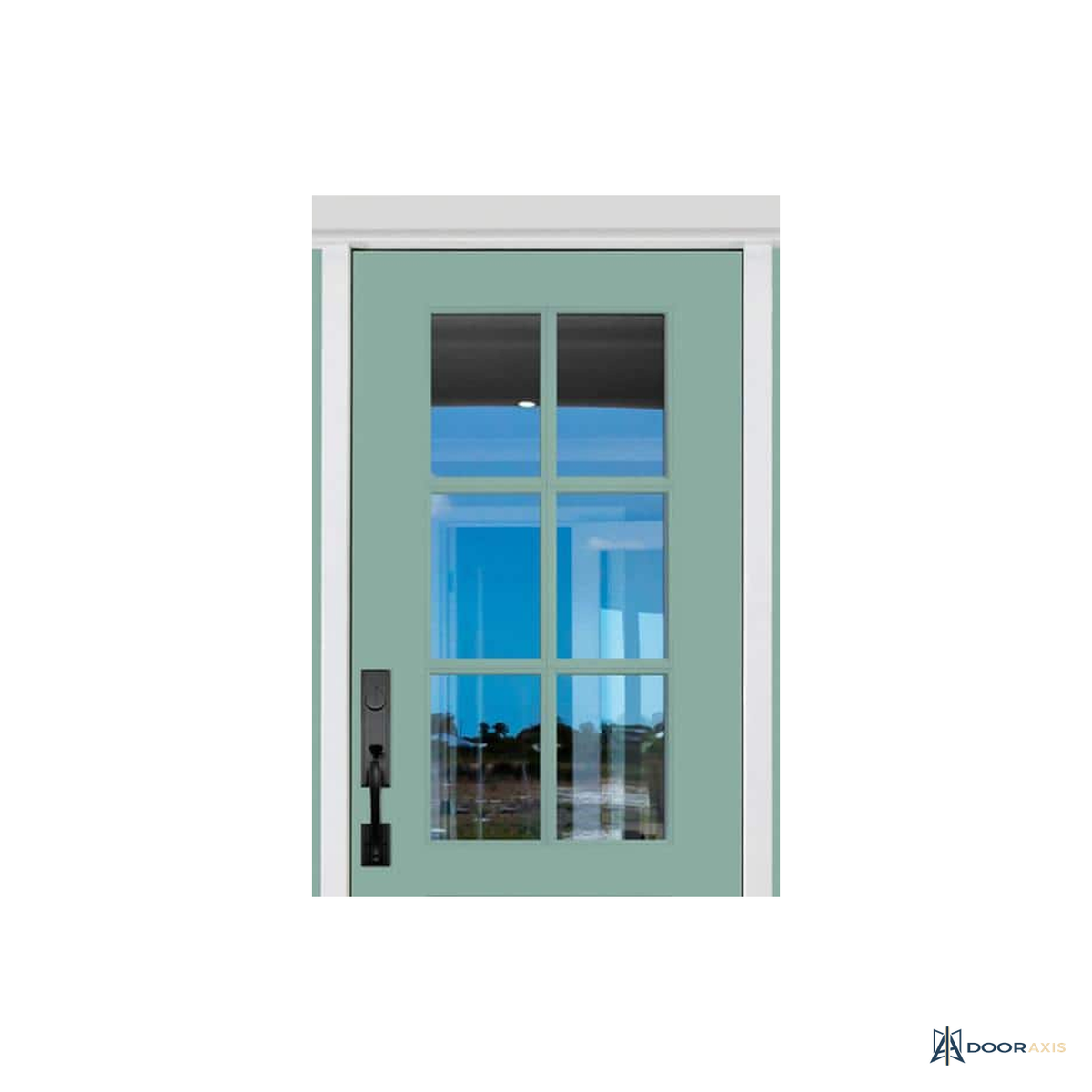 Door Axis 36 in x 80 in Customizable Fiberglass Prehung Front Door, Low-E Glass - panel and glazing detail