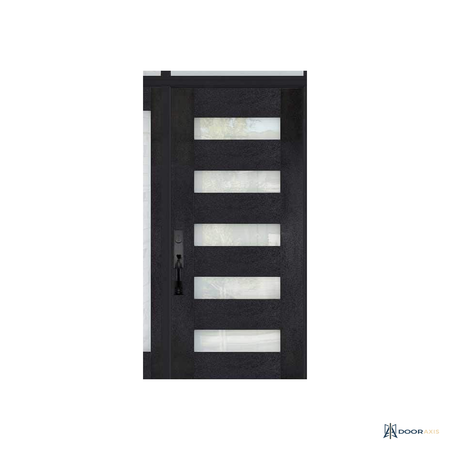 Door Axis 36 in x 80 in Modern 5-Lite Fiberglass Prehung Front Door, Frosted Glass - panel and glazing detail