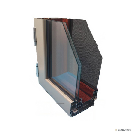Spectre Window 135 Series Thermally Broken Aluminum Window with Integrated Security Screen - frame and hardware detail