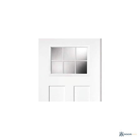 Door Axis 36 in x 80 in Craftsman 6-Lite Fiberglass Prehung Front Door with Brickmold - panel and glazing detail