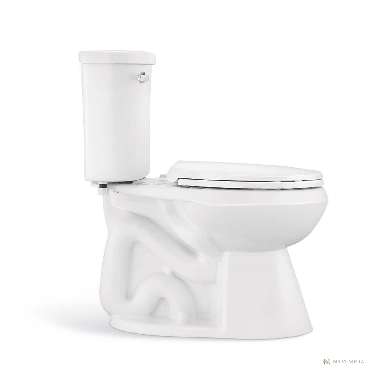 Namimera Vacuum-Assist Two-Piece Elongated Toilet, 1.28 GPF, 12 in. Rough-In, White - detail view