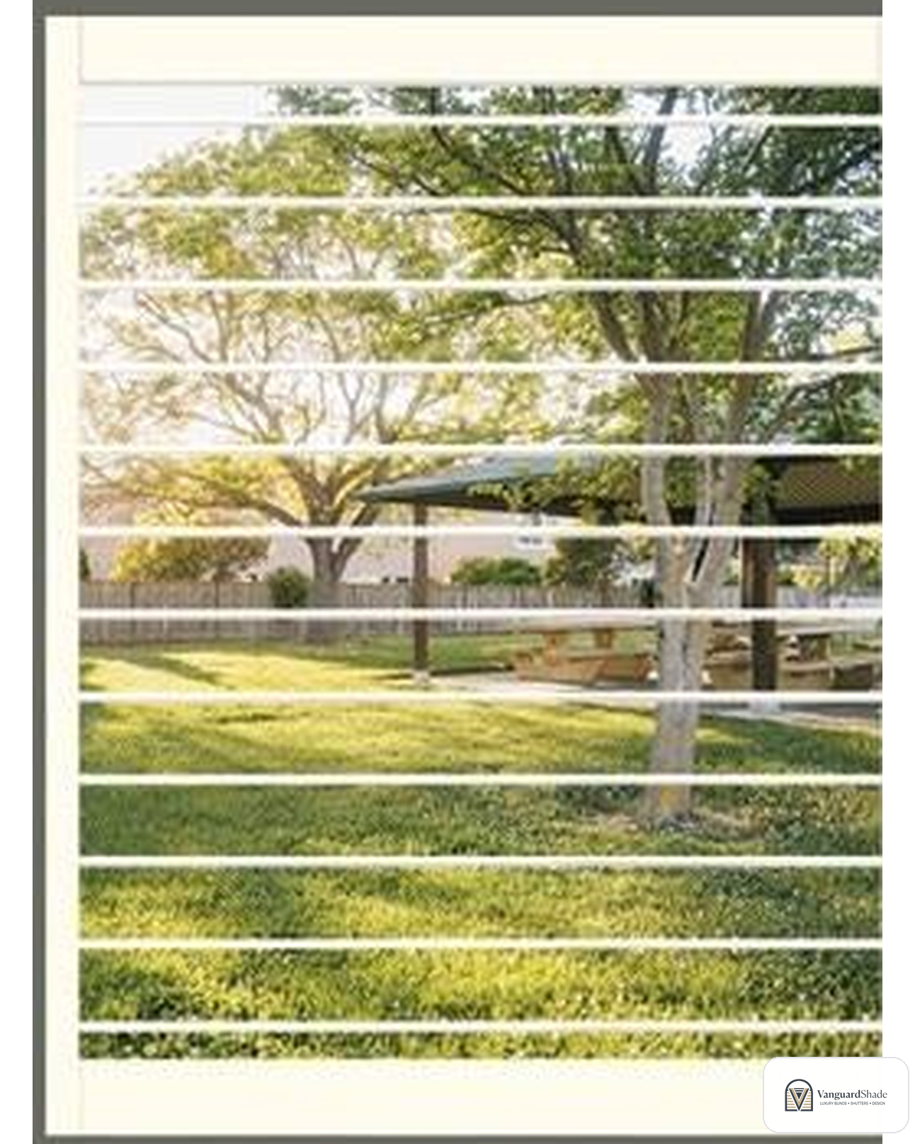 Vanguard Shade 3 1/2 in. Louver Composite Interior Shutter, Custom Size - detail view