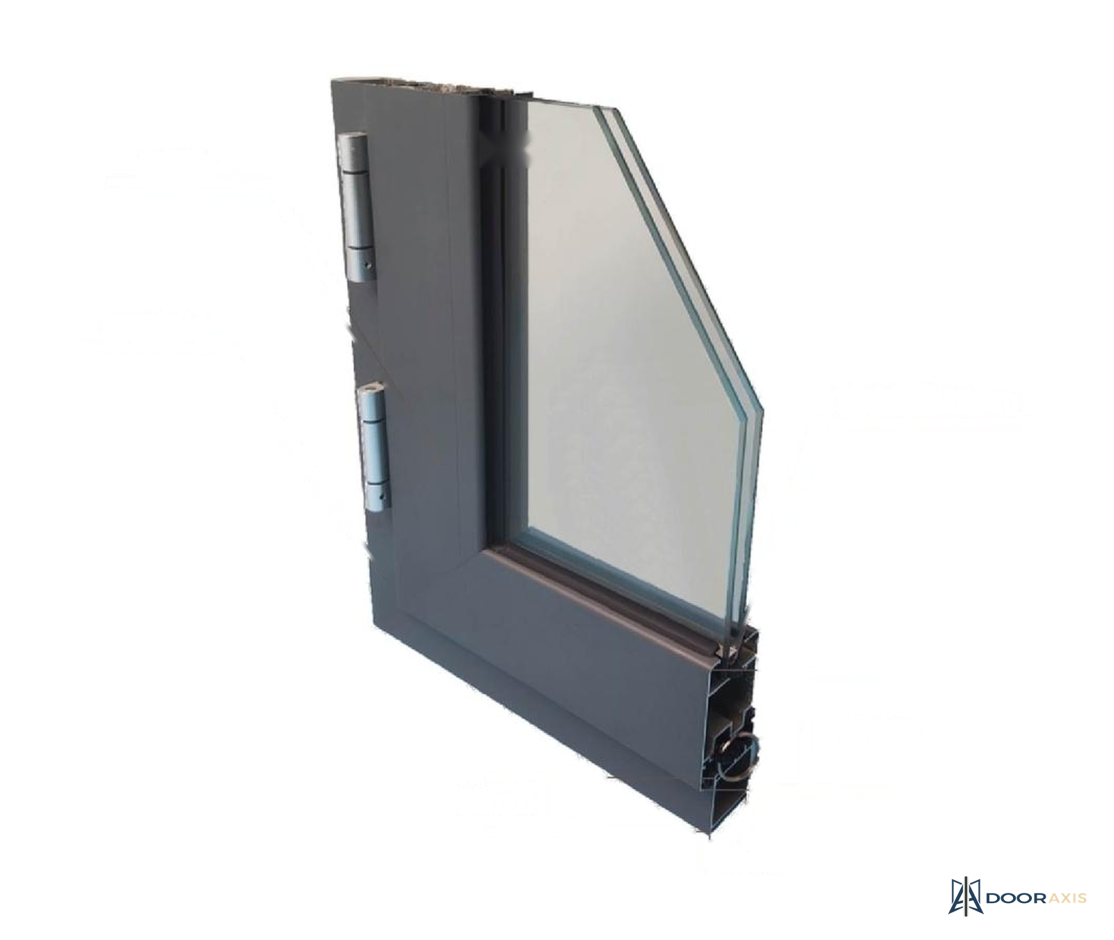 Door Axis 40 Series Aluminum Glass Swing Entry Door, European Profile - panel and glazing detail