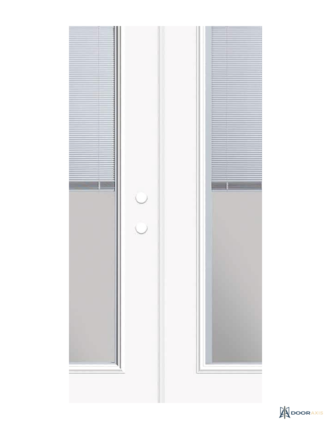 Door Axis 72 in x 80 in Steel Prehung French Patio Door, Blinds Between Glass, Primed White - panel and glazing detail