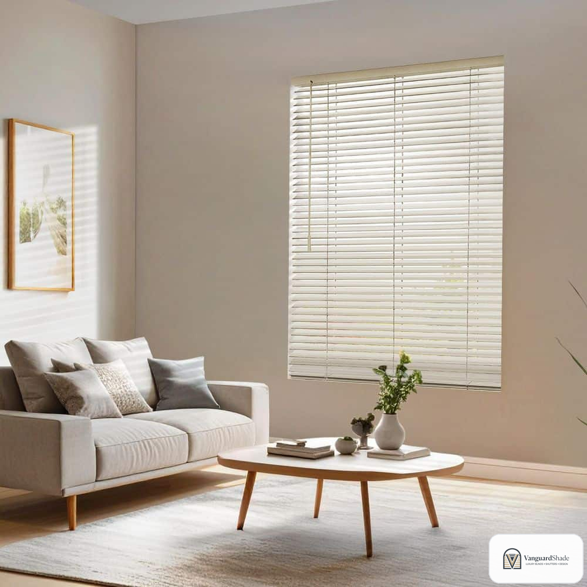 Vanguard Shade 2 in. Designer Routeless Faux Wood Blind, Custom Cut Width - detail view