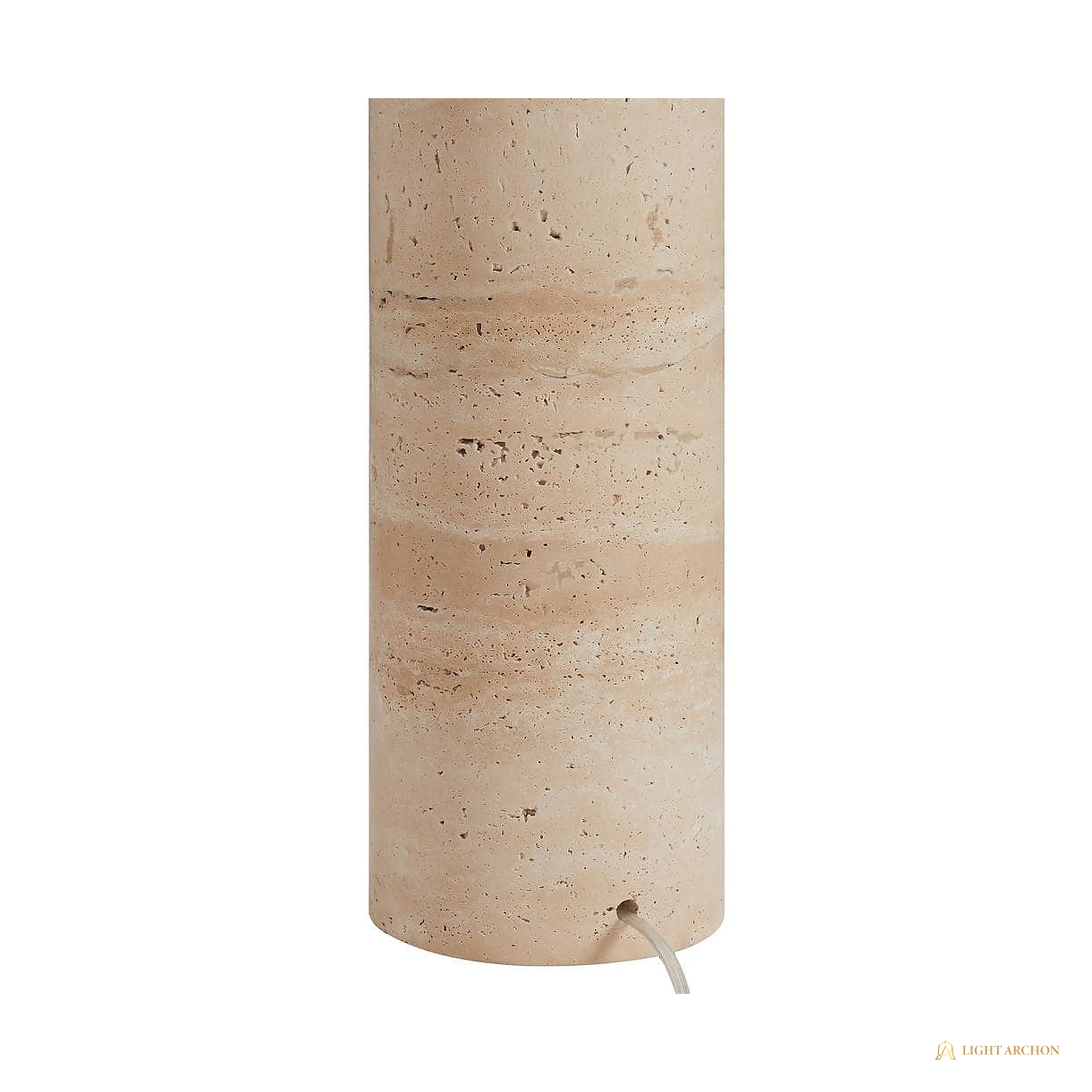 Light Archon Rocca 29 in. Natural Travertine Column Table Lamp with White Drum Shade - construction detail