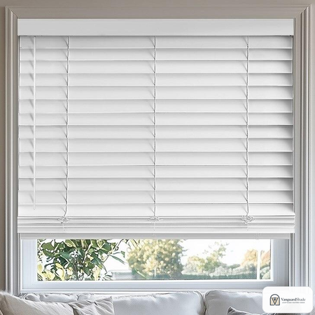 Vanguard Shade 2 in. Cordless Faux Wood Blind, Custom Cut Width - detail view