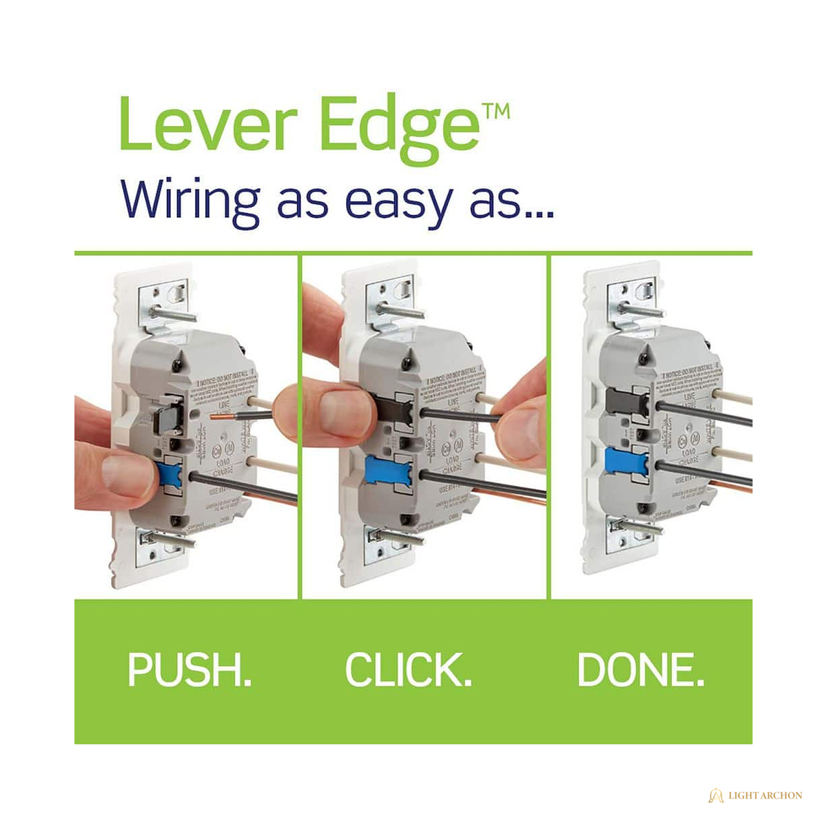 Light Archon Quicklatch 15A Self-Test GFCI Outlet with Lever Terminals 3-Pack - construction detail
