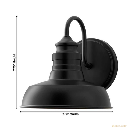 Light Archon Foundry 7.63 in. 1-Light Farmhouse Wall Sconce with Metal Shade, Matte Black - construction detail