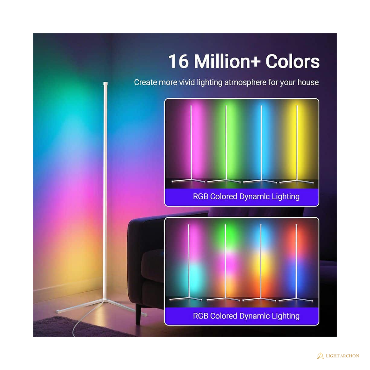 Light Archon Vertex 56 in. Smart RGB Corner Floor Lamp, White - construction detail