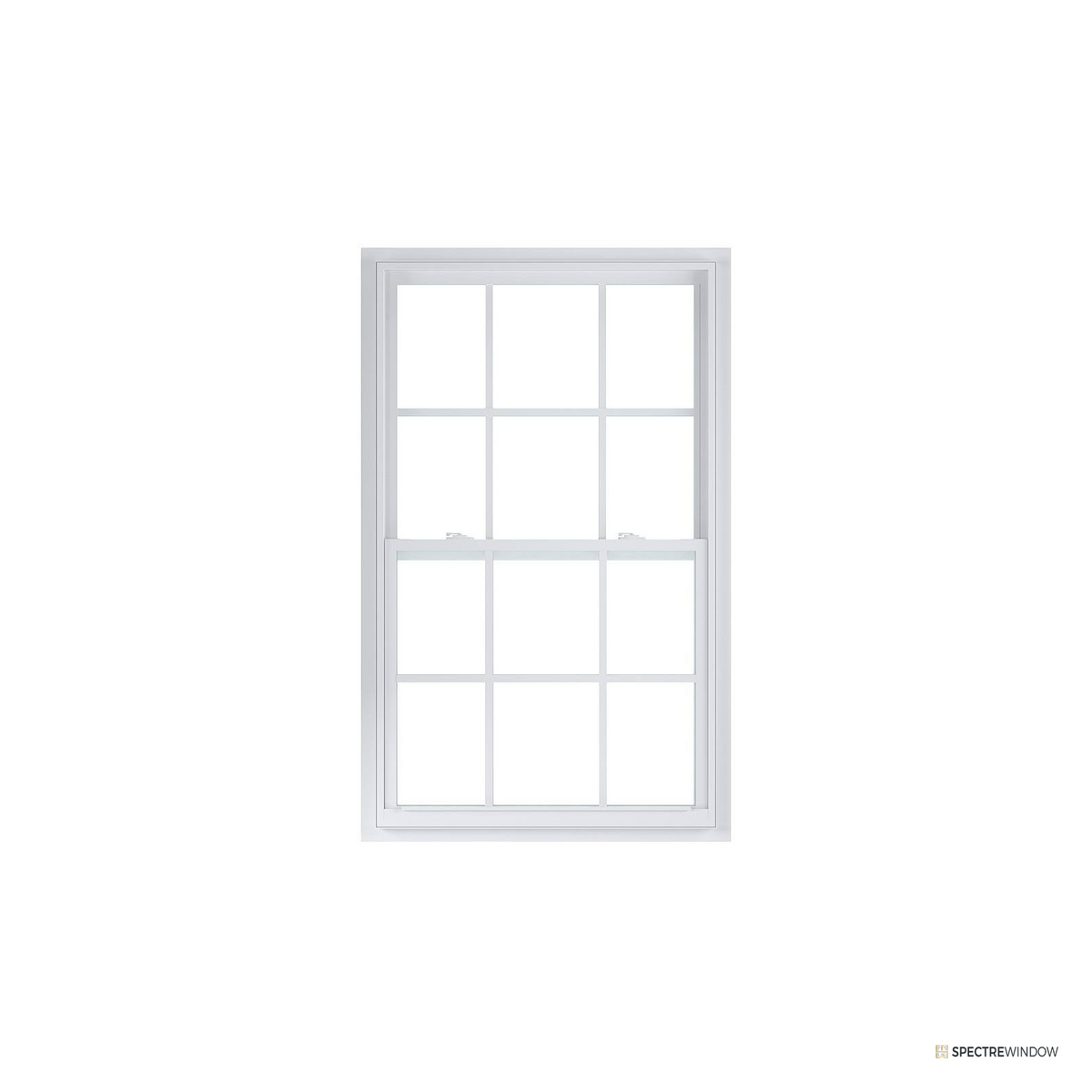 Spectre Window 35.375 in. x 59.25 in. Vinyl Single Hung Window with Low-E Insulated Glass - frame and hardware detail