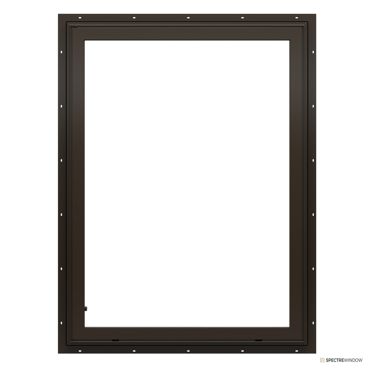Spectre Window 35.5 in. x 59.5 in. Fiberglass Casement Window with Full Screen - frame and hardware detail