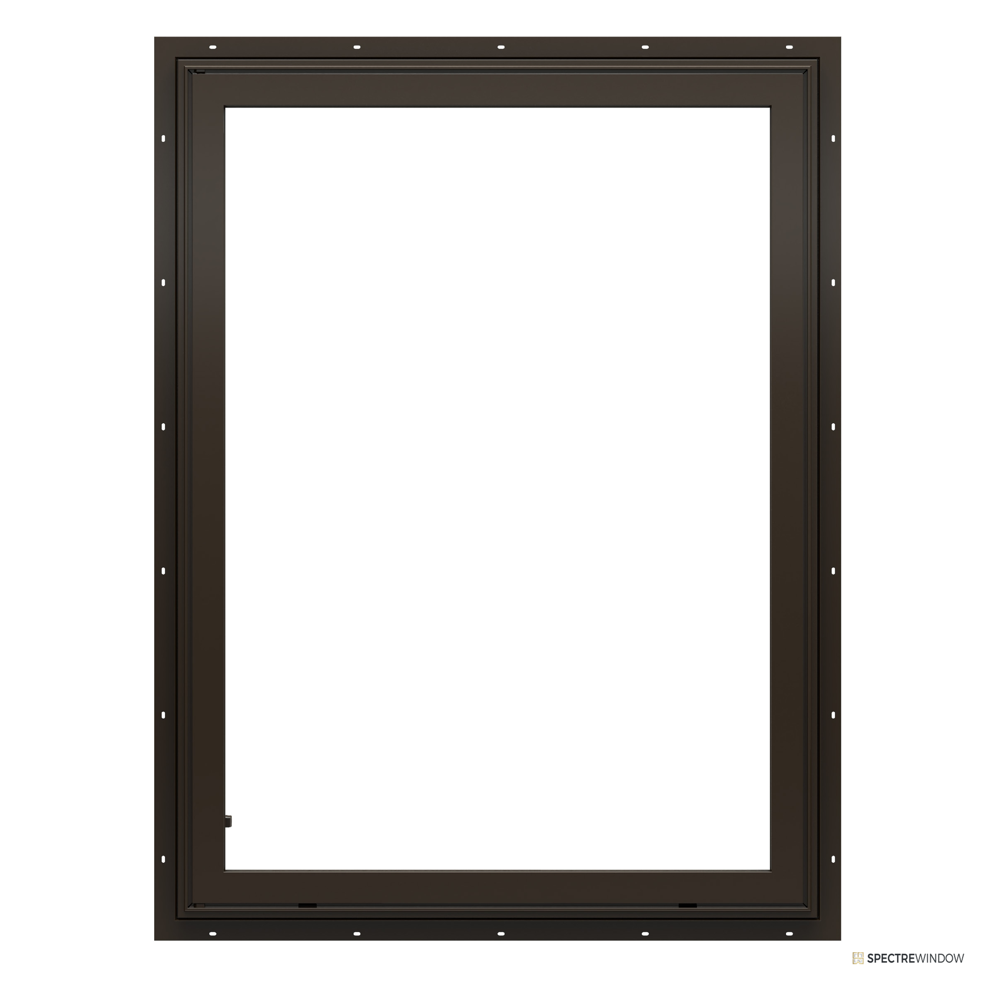 Spectre Window 35.5 in. x 59.5 in. Fiberglass Casement Window with Full Screen - frame and hardware detail