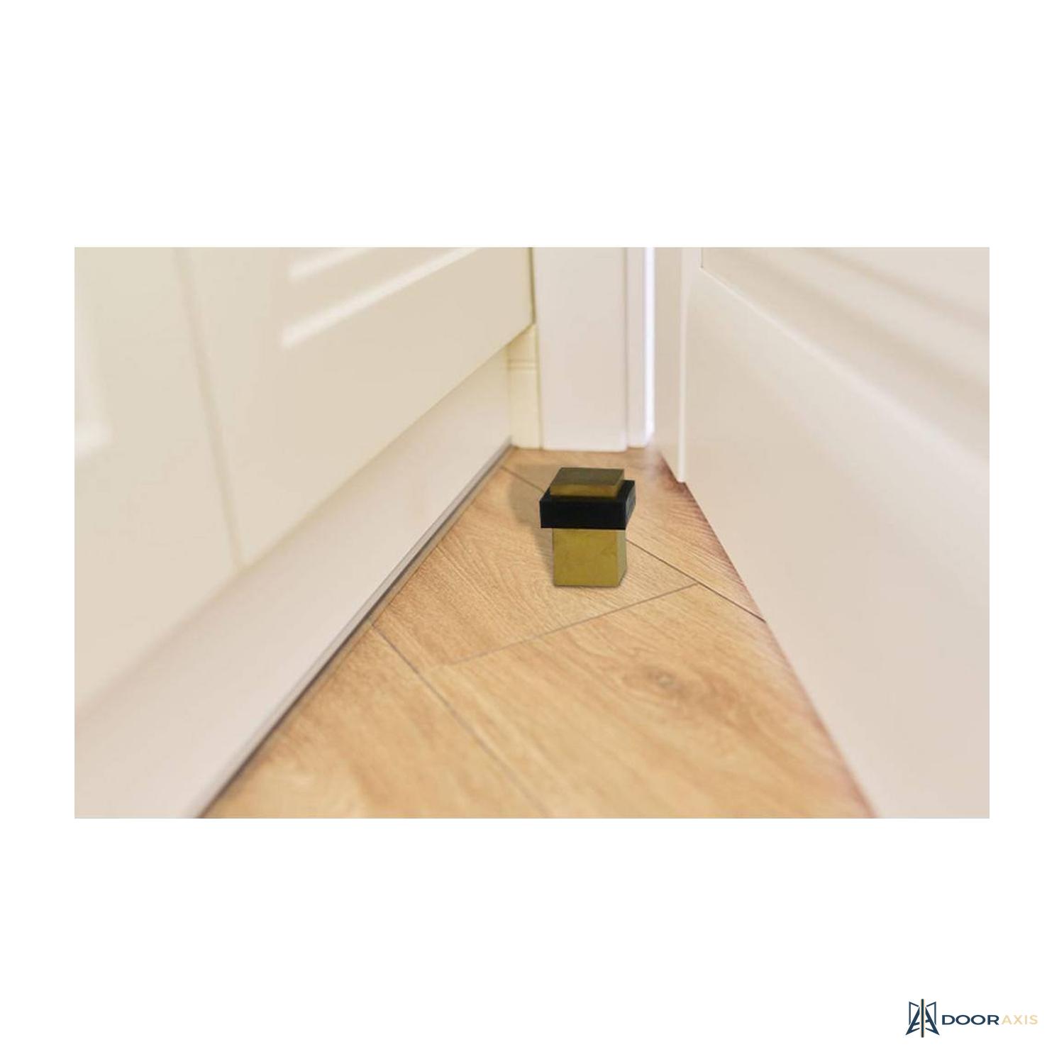 Door Axis Stainless Steel Square Floor Door Stop, Satin Brass, 10-Pack - panel and glazing detail