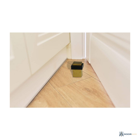 Door Axis Stainless Steel Square Floor Door Stop, Satin Brass, 10-Pack - panel and glazing detail