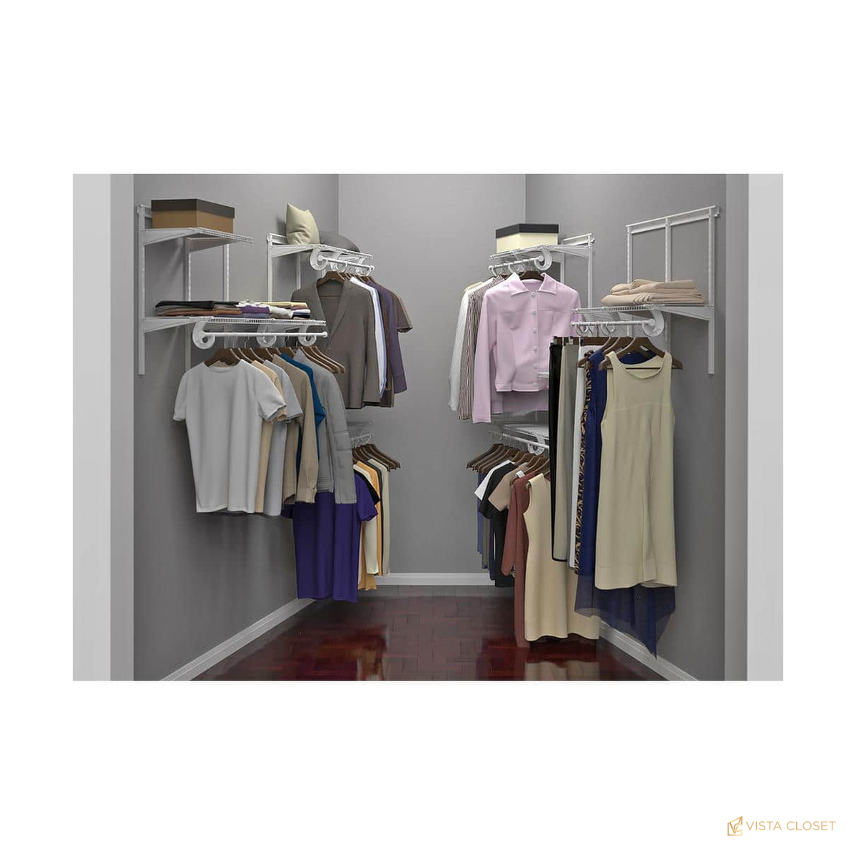 Vista Closet 49 in. to 96 in. W White Adjustable Track Wire Closet Kit - construction detail