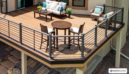 Fast Balcony Horizontal Rail Bolt-On Aluminum Balcony System - frame and rail detail