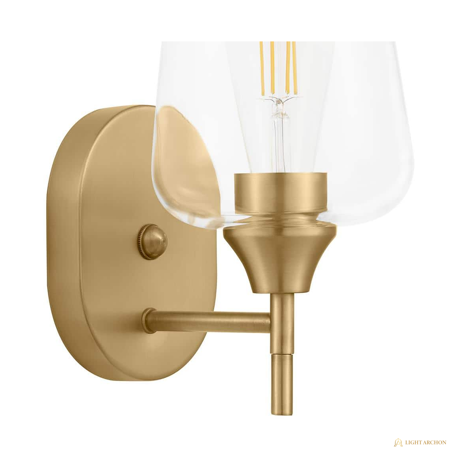 Light Archon Bramwell 5.5 in. 1-Light Wall Sconce with Clear Glass Bell Shade, Antique Brass - construction detail