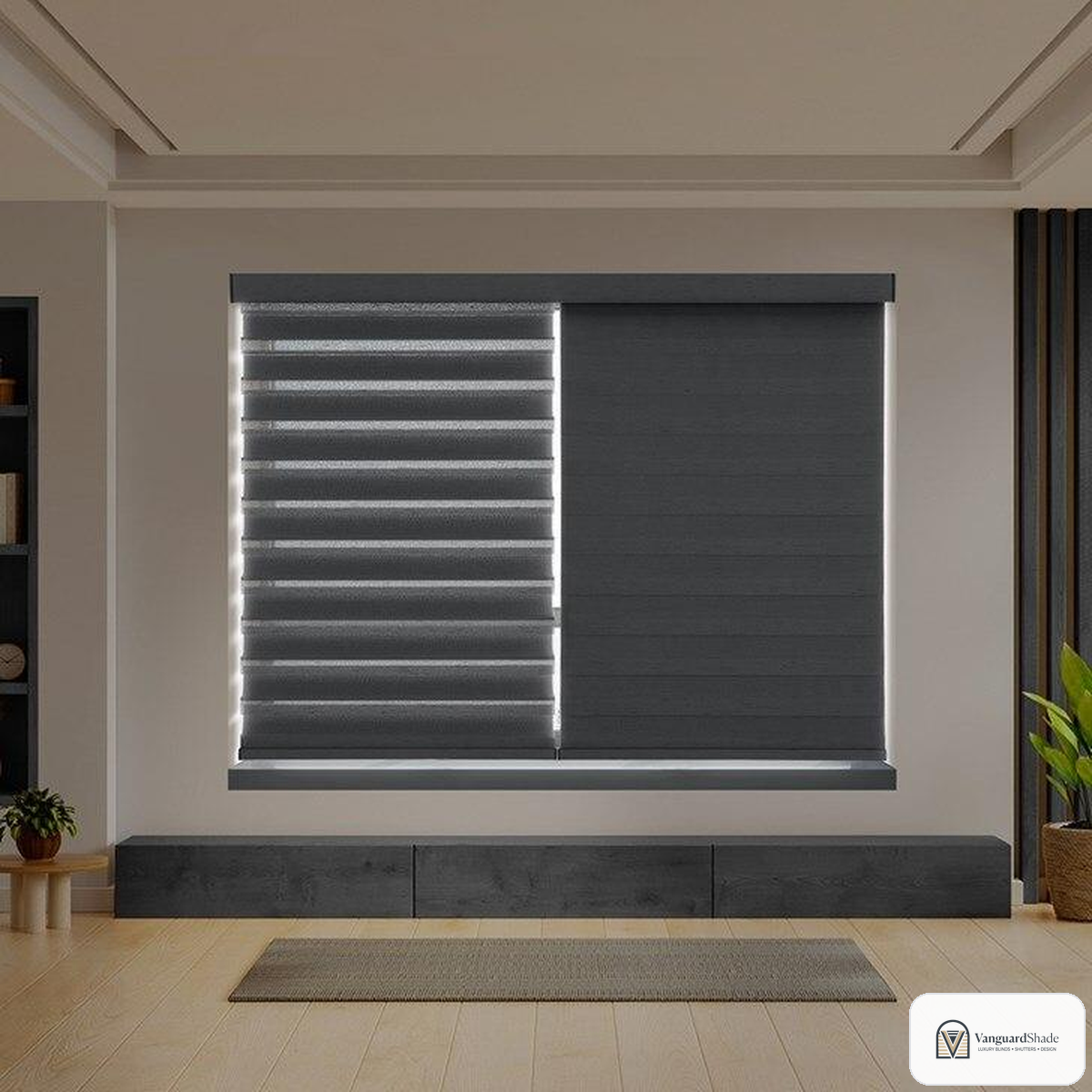 Vanguard Shade Horizontal Sheer Shade, Room Darkening, Custom Cut - detail view