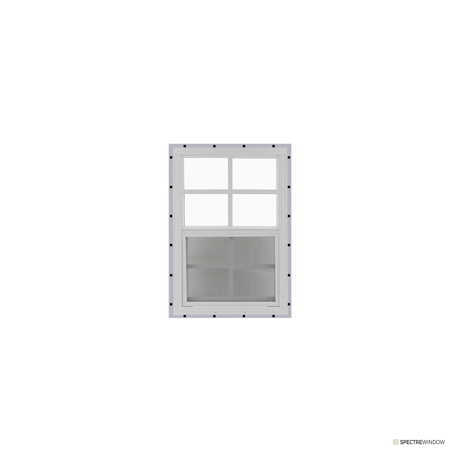 Spectre Window 24 in. x 36 in. Aluminum Vertical Sliding Utility Window with Tempered Glass - frame and hardware detail