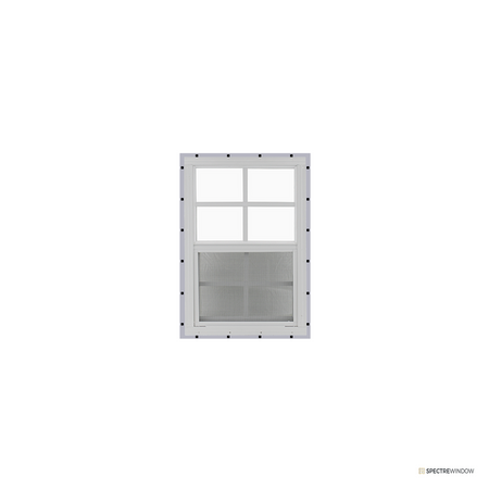 Spectre Window 24 in. x 36 in. Aluminum Vertical Sliding Utility Window with Tempered Glass - frame and hardware detail