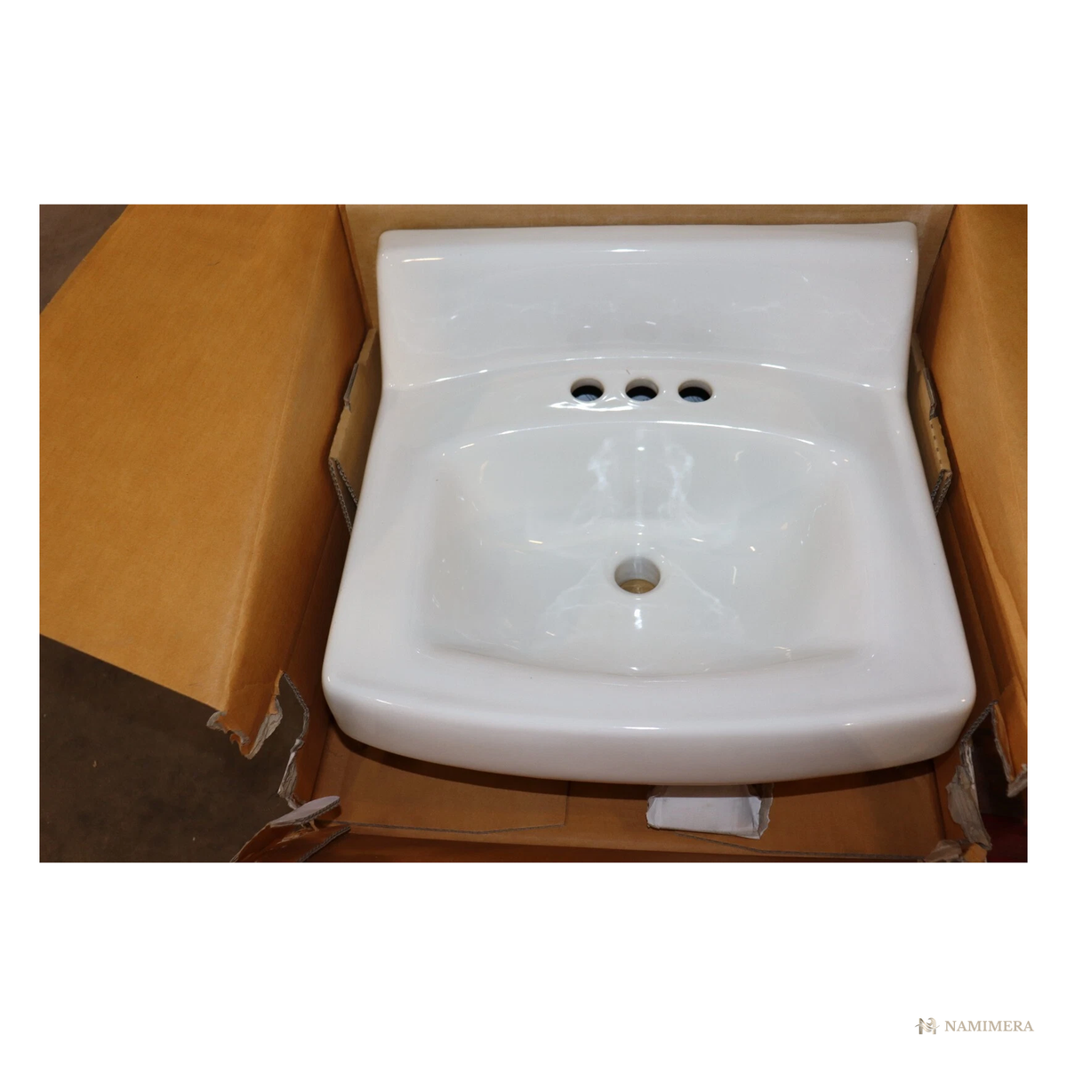 Namimera 20-3/4 in. Wall-Mount Vitreous China Bathroom Sink, 4 in. Centerset, White - detail view