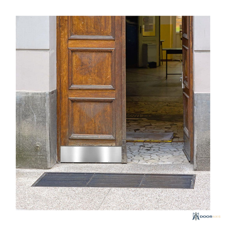 Door Axis Anodized Aluminum Door Kick Plate, 6 in Height - panel and glazing detail