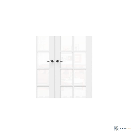 Door Axis 60 in x 80 in 10-Lite Clear Tempered Glass Solid MDF Core Double Prehung Interior French Door - panel and glazing detail