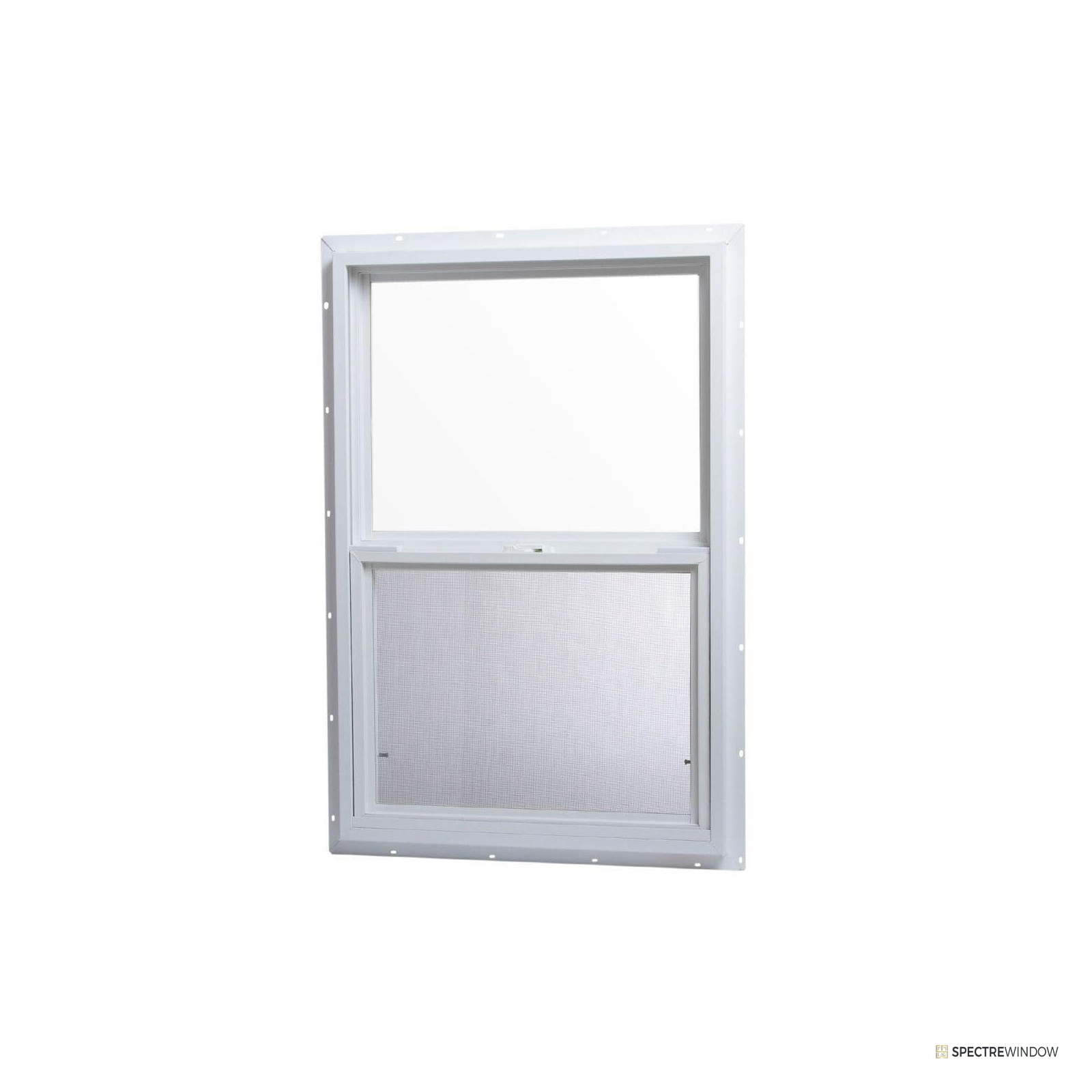 Spectre Window 24 in. x 36 in. Vinyl Single Hung Utility Window with Screen - frame and hardware detail