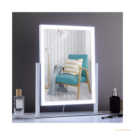 Light Archon Mirelle 17.3 in. LED Lighted Vanity Mirror with 5X Magnification Detail Mirror, Silver - construction detail